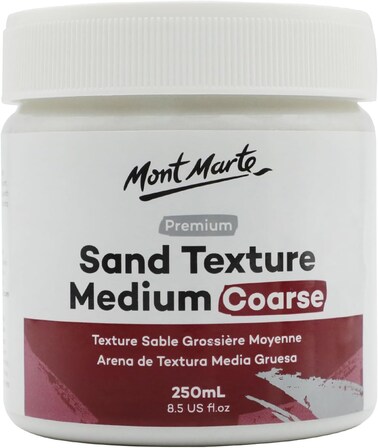 Mont Marte Sand Texture Medium Coarse Premium 250ml (8.5 Us Fl.Oz), Sand Texture Paint Medium For Acrylics, Create Special Effects In Acrylic And Oil Paintings