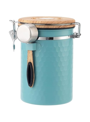 Tazweeq Coffee Canistersk, Stainless Steel Food Storage Containerk, Kitchen Airtight Coffee Bean Storage Container, with Scoop Date Tracker &amp; CO2 Valve 61Fl Oz, Lake Blue