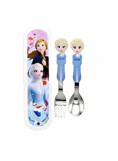 Kids Spoon and Fork Set Travel Cutlery Set Utensils Stainless Steel Frozen Elsa