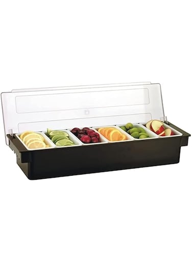 . Bar Condiment Tray With Lid,ice Cooled Condiment Dispenser Serving Container Chilled Garnish Tray Bar Caddy For . Work Or Restaurant, Large 6 Compartment Garnish Tray With Lid For Bar