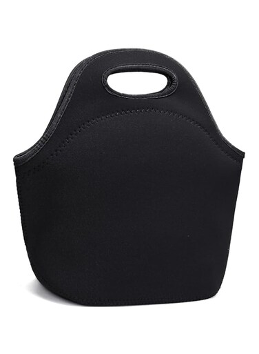 Joyzzz Insulated Lunch Bag, Reusable Lunch Bags for Men Women, Black Durable Waterproof Leakproof Lunch Bag, Large Capacity Neoprene Cooler Tote Bag for Office, Work, Picnic and Travel