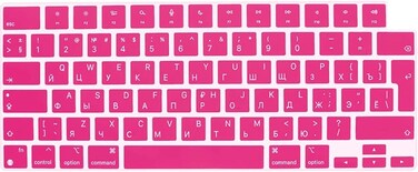 EU/UK Layout Russian Language Silicone Keyboard Cover Compatible with MacBook New Air 13.6" &amp; 15.3" M3/M2 &amp; MacBook New Pro 14.2" &amp; 16.2" M4/M3/M2/M1 Release 2024/2023/2022/2021" Pink