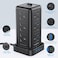 BEPiTECH Power Extension Cord Tower,12 Power Sockets Desktop Charging Station 2500W, 4 Smart USB Slots Surge Protected Fire Proof 2m Heavy Duty Lead Strip for Office supplies (Black USB-A)
