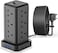 BEPiTECH Power Extension Cord Tower,12 Power Sockets Desktop Charging Station 2500W, 4 Smart USB Slots Surge Protected Fire Proof 2m Heavy Duty Lead Strip for Office supplies (Black USB-A)
