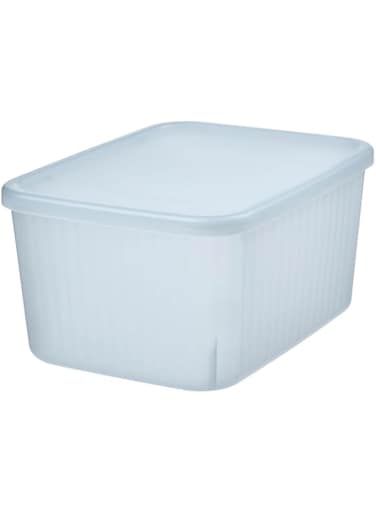 BS Case Ikeaa RYKTA Storage Box With Lid, Transparent Grey-Blue (18x24x12 cm/3.5 l (7x9 &frac12;x4 &frac34; /1 gallon))