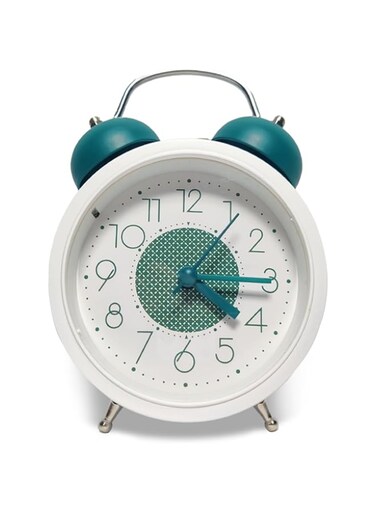 Trin Trin Twin Bell Table Alarm Clock, Premium Quality Small Analog Silent Desk Alarm Clocks, 4-Inch Metal Twin Bell for Heavy Sleepers (GREEN)