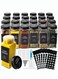 24Piece Glass Spice Jars with 20 Label Spice Glass Bottles 120ml Square Spice Container with Spice Labels Shaker Lids and Airtight Black Metal Caps Chalk Marker Silicone Collapsible Funnel