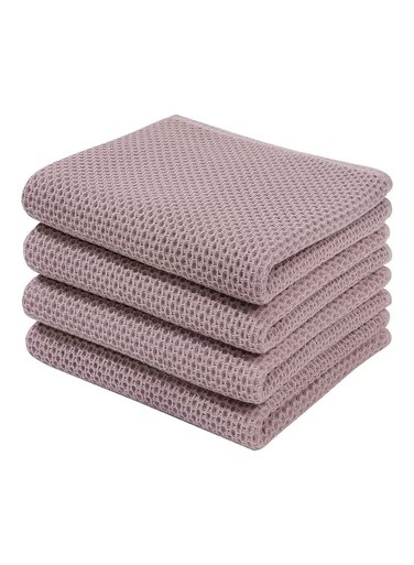 100% Cotton Waffle Weave Kitchen Dish Cloths &acirc;&euro;&ldquo; 4 Pack Ultra Soft, Absorbent &amp; Quick Drying Tea Towels for Kitchen Cleaning, 34x34 cm, Durable &amp; Reusable