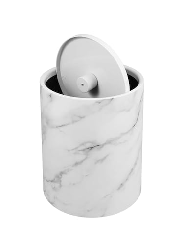 MAGICLULU Shake Lid Trash Can Countertop Garbage Can Swing Lid Garbage Can Decorative Garbage Can Trash Basket Garbage Container Bin Bathroom Garbage Bin Marble Bathroom Trash Can Pp White