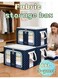 Storage Bins with Metal Frame, Stackable &amp; Foldable Clothes Organizer Bags, Oxford Fabric Storage Containers with Large Clear Window &amp; Carry Handles, Bedroom Organization for Bedding &amp; Linen (3 Pack)