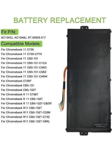 10.8V 36Wh 3490mAh AC15A3J AC15A8J KT.00303.017 Battery Compatible for ACER Chromebook 11 C735 CB3-131 C738T CB5-132T