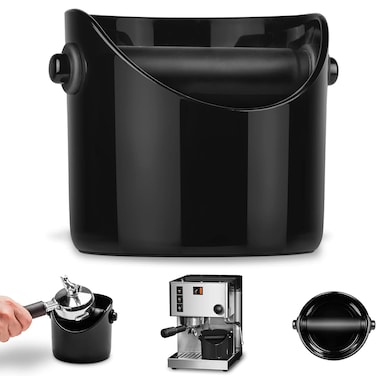 Dreamfarm Big Grindenstein Sturdy, Compact, Modern Espresso Coffee Grind Knock Box, Space-Saving Design, Durable, Easy to Use and Clean, Knock Box for Home Baristas, Black