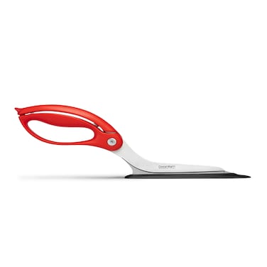 Dreamfarm Scizza 2-in-1 Ergonomic Pizza Scissors with Stainless Steel Cutter Blades & Non-Stick Slice Server, Easy to Use, Perfect for Slicing and Serving Pizzas Cleanly, Red