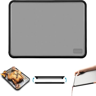 Dreamfarm Big Fledge Double-Sided Cutting Board, Durable and Non-Slip, Features Juice-Catching Flip-Up Silicone Edges, Reversible Design for Easy, Mess-Free Chopping, Black