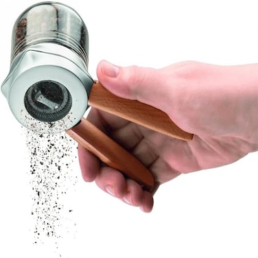 Dreamfarm Ortwo Original Ergonomic 1-or-2-Handed Refillable Pepper, Spice, Seed, Coffee Mill, 6 Grind Settings, 2oz Capacity, Beechwood Design, Perfect for Fresh Grinding in Kitchen
