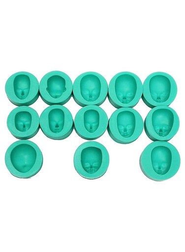 Doll Face Silicone Mold Cake Decorating Sugar Fondant Chocolate Baking Tool 4# Green