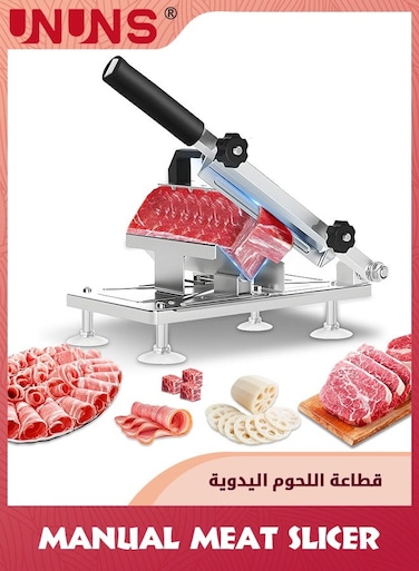 Manual Meat Slicer,Upgraded Stainless Steel Meat Cleavers,Adjustable Thickness Meat Slicer For Home,BBQ Vegetable Slicer Machine for Cooking Lamb,Beef,Bread,Silver
