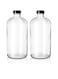 2 Pack - 16oz 500 ML Boston Round Clear Glass Growler - with Phenolic Poly Cone Insert Caps