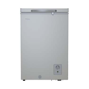 TCL 130 Liters Chest Freezer With Net Capacity 96 Liters, Graceful Streamline Design, Mechanical Control With Adjustable External condenser, Lock &amp; Key, Storage Basket, Front Water Disposal - Grey (Model F130CFG)