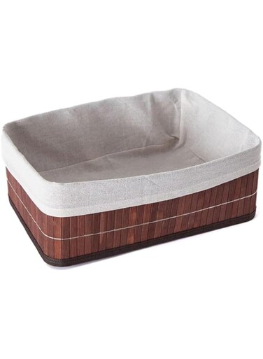 HomeBox Knock Down Bamboo Collapsible Medium Storage Basket - 29x19x10 cm