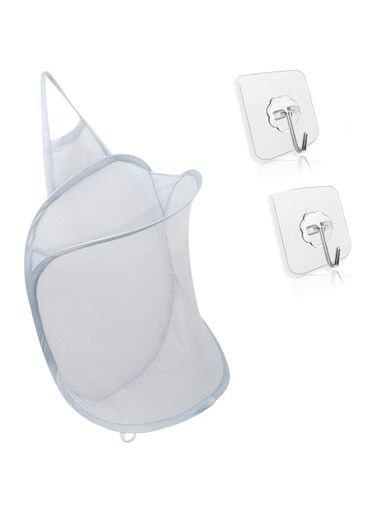 Duomama Convenient Mesh Collapsible Hanging Laundry Hamper for Hotel &amp; Dorm Use - Small Wall Basket (Classic Design)