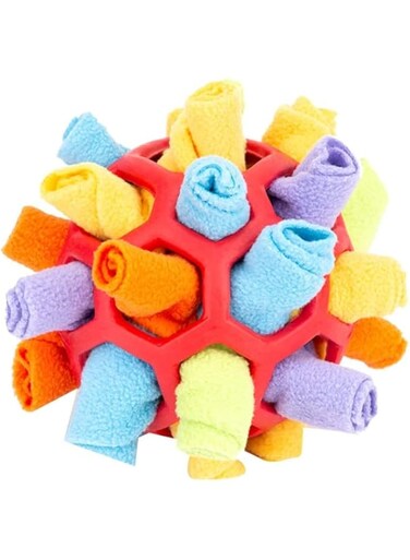 GTVGJH Dog Snuffle Ball-Interactive Puzzle Dog Toys Encourage Natural Foraging Skills Slow Feeder for Training and Stress Relief, Cloth Strip Hiding Food Chew Toys for Any Size Dogs, Machine Washable