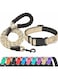 Ladoogo Reflective Dog Collar Padded with Soft Neoprene Breathable Adjustable Nylon Dog Collars for Small Medium Large Dogs (Large (Pack of 1), Vanilla Collar+Leash)