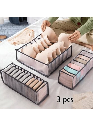 Foldable Underwear Drawer Organizer for Closet &acirc;&euro;&ldquo; 6/7/11 Grid Closet Storage Bins for Bras, Panties, Socks, Ties &amp; Accessories &acirc;&euro;&ldquo; Breathable Drawer Dividers for Wardrobe, Dresser, Dorm &amp; Bathroom Use