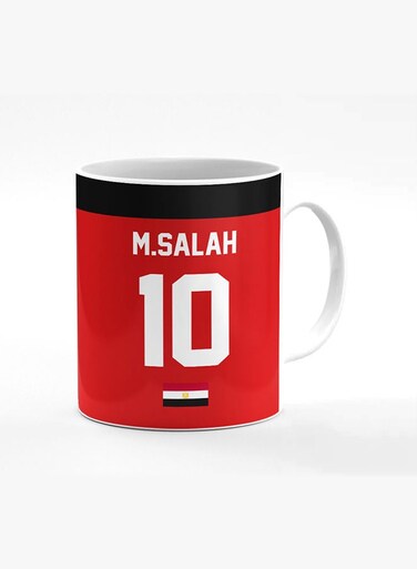 Designer Printed Coffee Mug with Heavy Duty Handle 11oz Ceramic Personalised Gift Mugs Cup [Microwave Safe &amp; Dishwasher Proof] -Football Team - Egypt Player Name - M.Salah