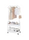ANTOLE 2-in 1 Garment Rack, Clothing Rack with 2 Tier Metal Basket, Rolling Storage Cart Clothes Organizer Coat Rack Storage Stand on Wheels, Clothes Rack,Heavy Duty Clothing Rack (White)