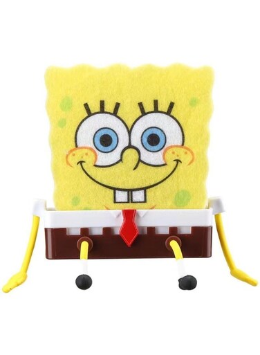 4PCS Kitchen Sink Sponge Rack, Rustproof and Waterproof Small Sponge Holder, Non-punching Paste Dishwasher Drain Rack Cute Bob Self-Draining Sponge Dish Cartoon Figures Includes Three Spongesr