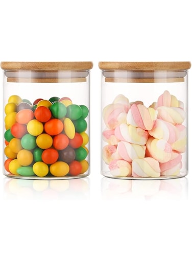 AKDC Glass Canisters for Coffee and Sugar, 600ml, Set of 2, Airtight Lids