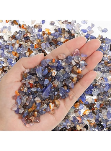Azonee 1LB Gravel River Rock Crystal Chips Tumbled Natural Agate Gravel Stones - Decorative Pebbles Bulk, Polished Rocks Pieces for Crafts, Vases Filler, Succulent Plants, Landscaping, Aquarium