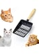 NALACAL Metal Cat Litter Scoop with Deep Shovel, Non-Stick Coated Cat Litter Sifter Large Size, Cat Poop Scooper with Wooden Handle for Pet Kitty Litter Box Fast Sifting Cleaning