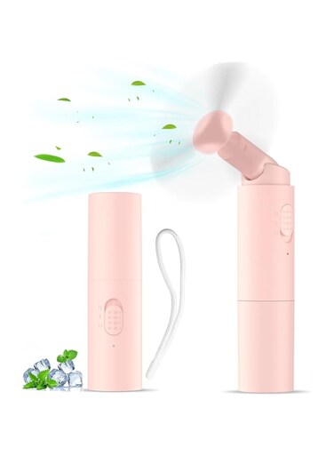 Yoawllty Mini Portable Fan,Handheld Fan,Rechargeable Long Lasting Small Hand Held Fan,Foldable Fan Suitable for Women,Girls,Men,Office,Travel,Outdoor(Pink)