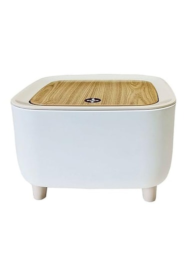 Mini Trash Can with Lid Countertop Small Desktop Garbage Cans Cute Tiny 0.5 Gallon, Office Trash Can with Lid, Bedroom Garbage Can with Push Button, White Square