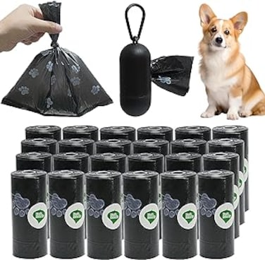 FQYANG 24 Rolls-360pcs Dog Poop Bags,Basics Standard Dog Waste Bags with Dispenser and Leash Clip,Cat Puppy Thick and Strong Biodegradable Leak Proof Eco- Friendly Pet Dog Supplies