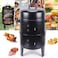 3-in-1 Charcoal Smoker Grill with Thermometer, Multi-Layer BBQ Cooker, Outdoor Barbecue Smoker for Camping, Patio &amp; Backyard Cooking