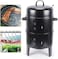 3-in-1 Charcoal Smoker Grill with Thermometer, Multi-Layer BBQ Cooker, Outdoor Barbecue Smoker for Camping, Patio &amp; Backyard Cooking