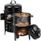 3-in-1 Charcoal Smoker Grill with Thermometer, Multi-Layer BBQ Cooker, Outdoor Barbecue Smoker for Camping, Patio &amp; Backyard Cooking
