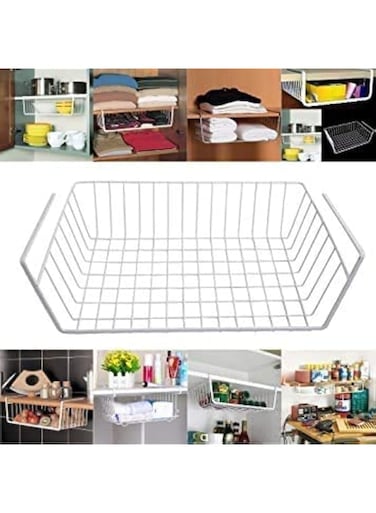 SKEIDO Lightweight Metal Under Shelf Storage Basket (Large,40 X 26 X 14cm) - 2 Pieces