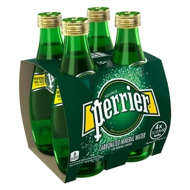 Perrier Sparkling Natural Mineral Water Slim Can, 330ml Pack of 4