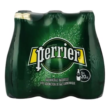 Perrier Sparkling Natural Mineral Water PET Bottle, 200ml Pack of 6