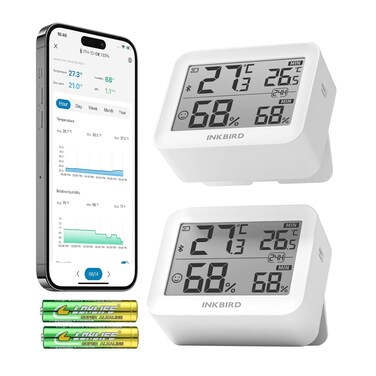 INKBIRD Bluetooth Thermometer Hygrometer ITH-13-B (2 Packs), Indoor Temperature and Humidity Monitor with APP Control, Custom Comfort Level
