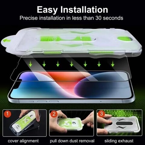 Muzz One-click Installation Screen Protector For iPhone 14 5G Premium Edge Full Coverage Tempered Glass Screen Protectors for Iphone 14 5G 2022 (iPhone 14)