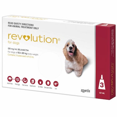 Revolution  The Complete Flea, Tick, and Heartworm Prevention for Dogs 20.1-40 lbs (10.1-20 kg) - Red 3 Doses