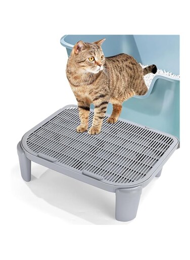 Angju Cat Ramp for Litter Box Elevated Cat Litter Ramp for Cat Litter Boxes Double Layered Litter Trapper with Filter Function Cat Steps Suitable for Small &amp; Elderly Cats Easy-Clean