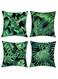 Bonhause Set of 4 Tropical Leaves Cushion Covers 45 x 45 cm Green Plant Polyester Linen Decorative Pillowcase for Sofa, Beds, Chairs, Car, Living Room, Home Decor
