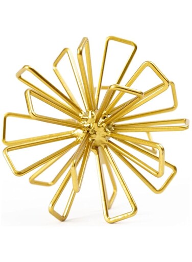 TICKCACY Small Geometric Ball Sculpture, 4.75 Inch Gold Metal Decorative Tabletop Ornaments, Triangular Striking Iron Table Decoration Sphere, Modern Home Table Top Decor Accent