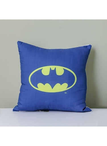 HOME Batman Filled Cushion - 40x40 cm   Decorative Throw Pillow For Kids   Soft Canvas Cushion   Ideal For Sofa &amp; Bedroom Decor   Dark Blue